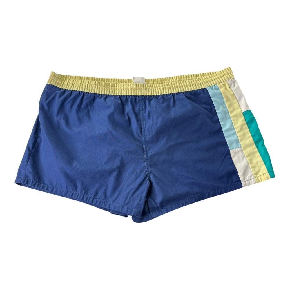 Vintage Ocean Delight Men's XL Blue Colorblock Swim Trunks Short Shorts
